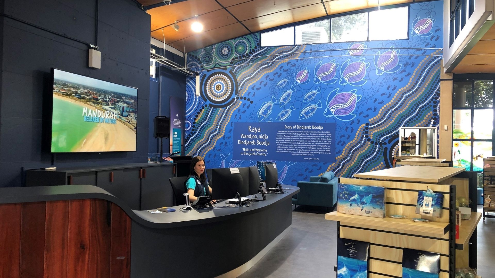 Mandurah Visitor Centre Aboriginal artwork mural