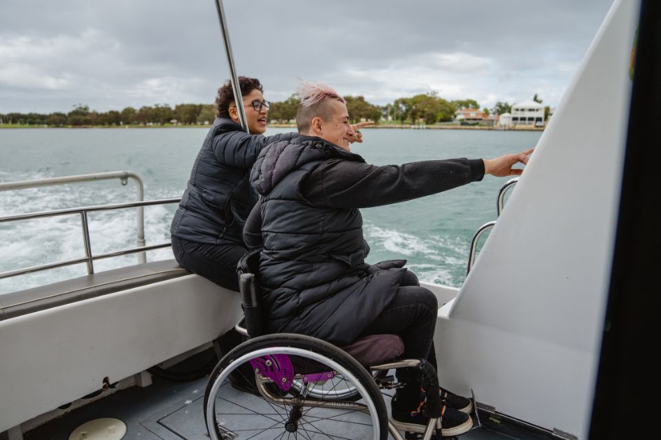 Watch the dolphins play aboard Mandurah Cruises' wheelchair-friendly vessel