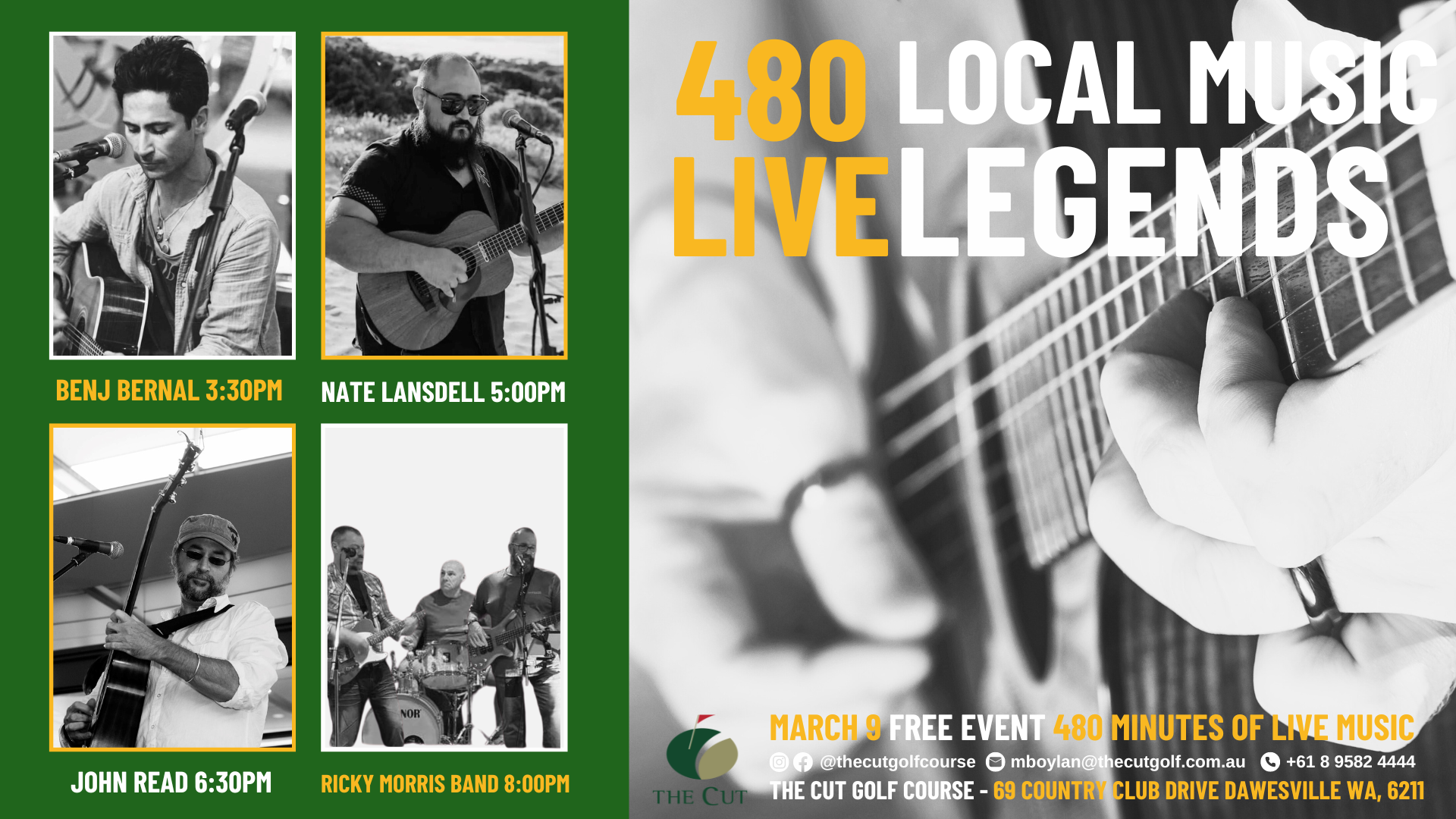 MARCH 9 FREE EVENT 480 MINUTES OF LIVE MUSIC