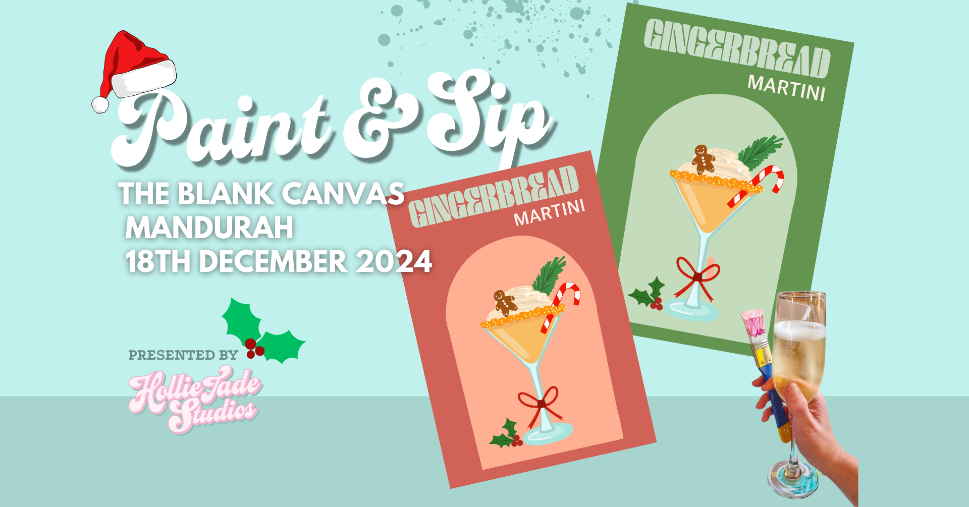 Poster for the Paint & Sip Christmas Cocktails event